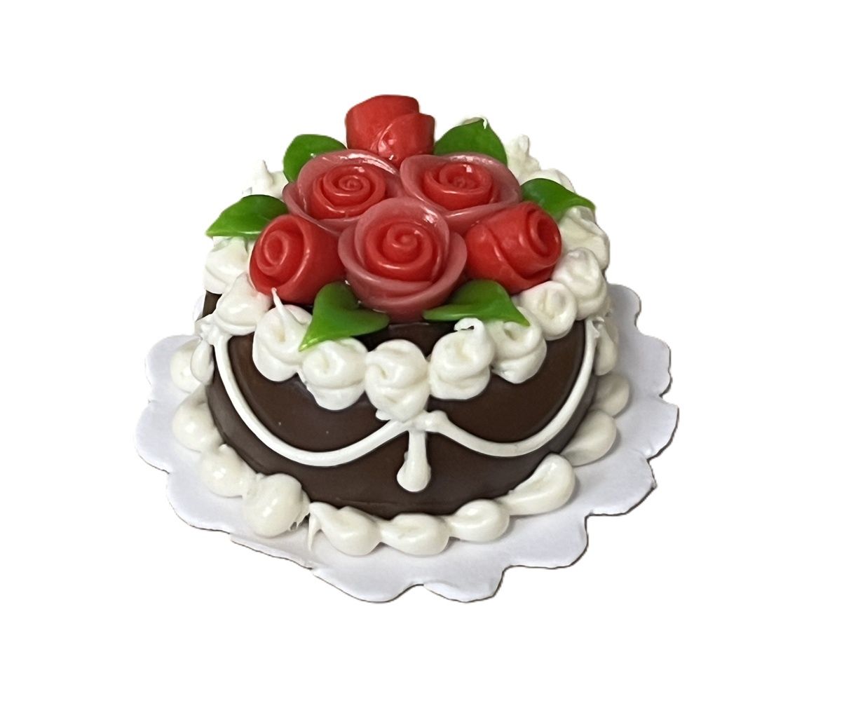 Chocolate Cake with white icing trim