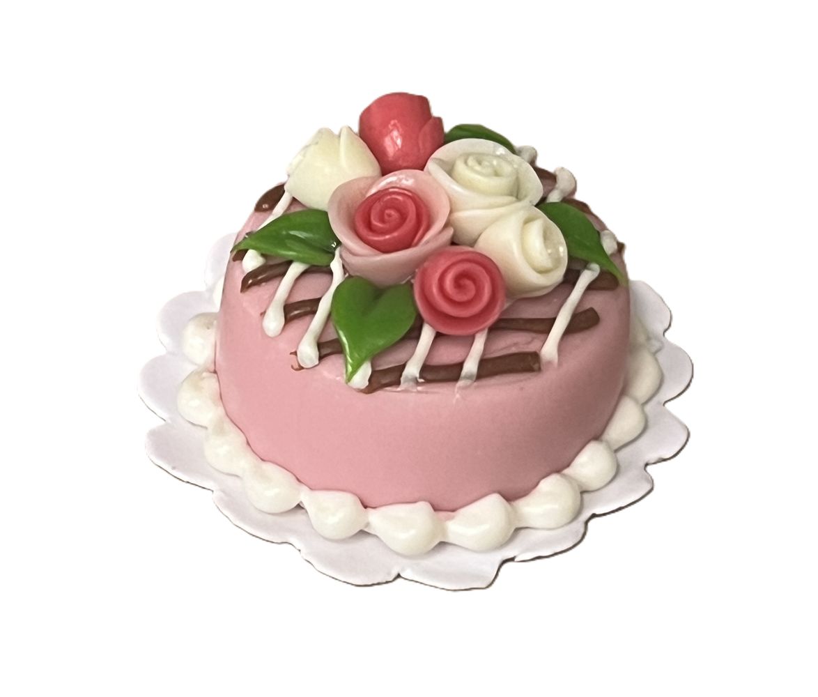 Pink cake with roses