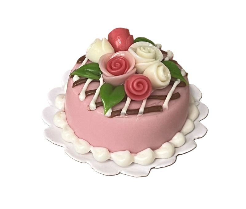 Pink cake with roses