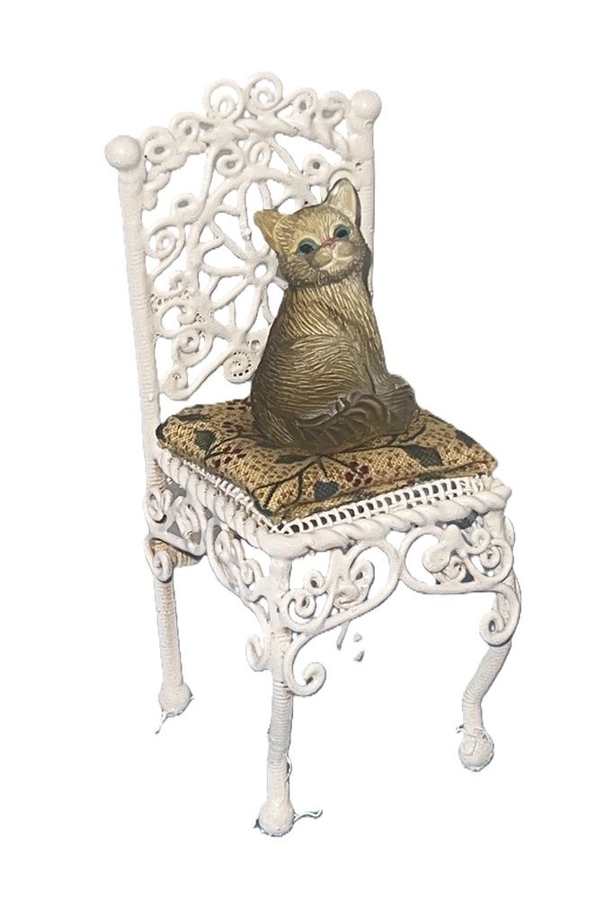 Wrought Iron Chair with Cat