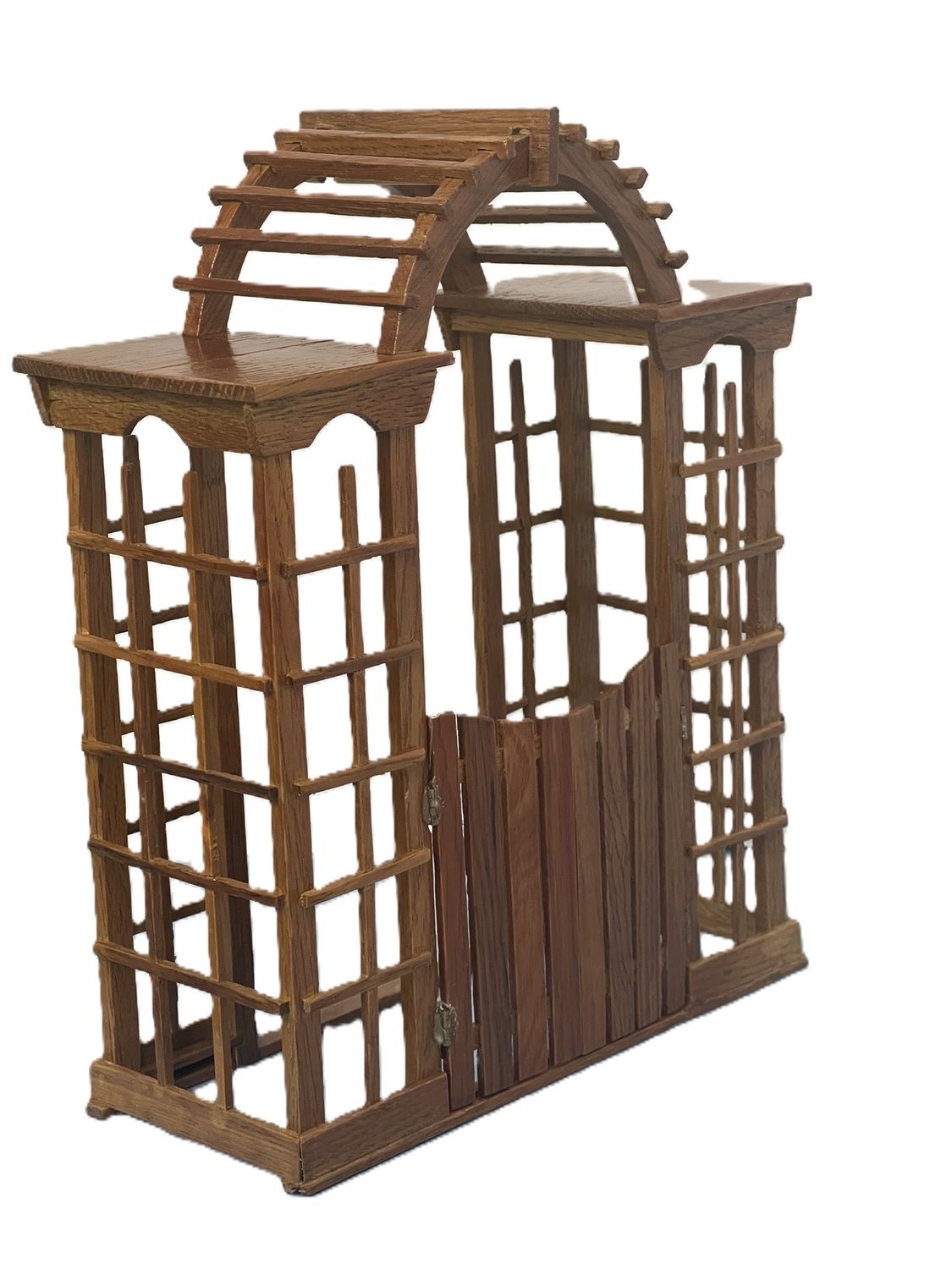 Arbor with gate in pecan