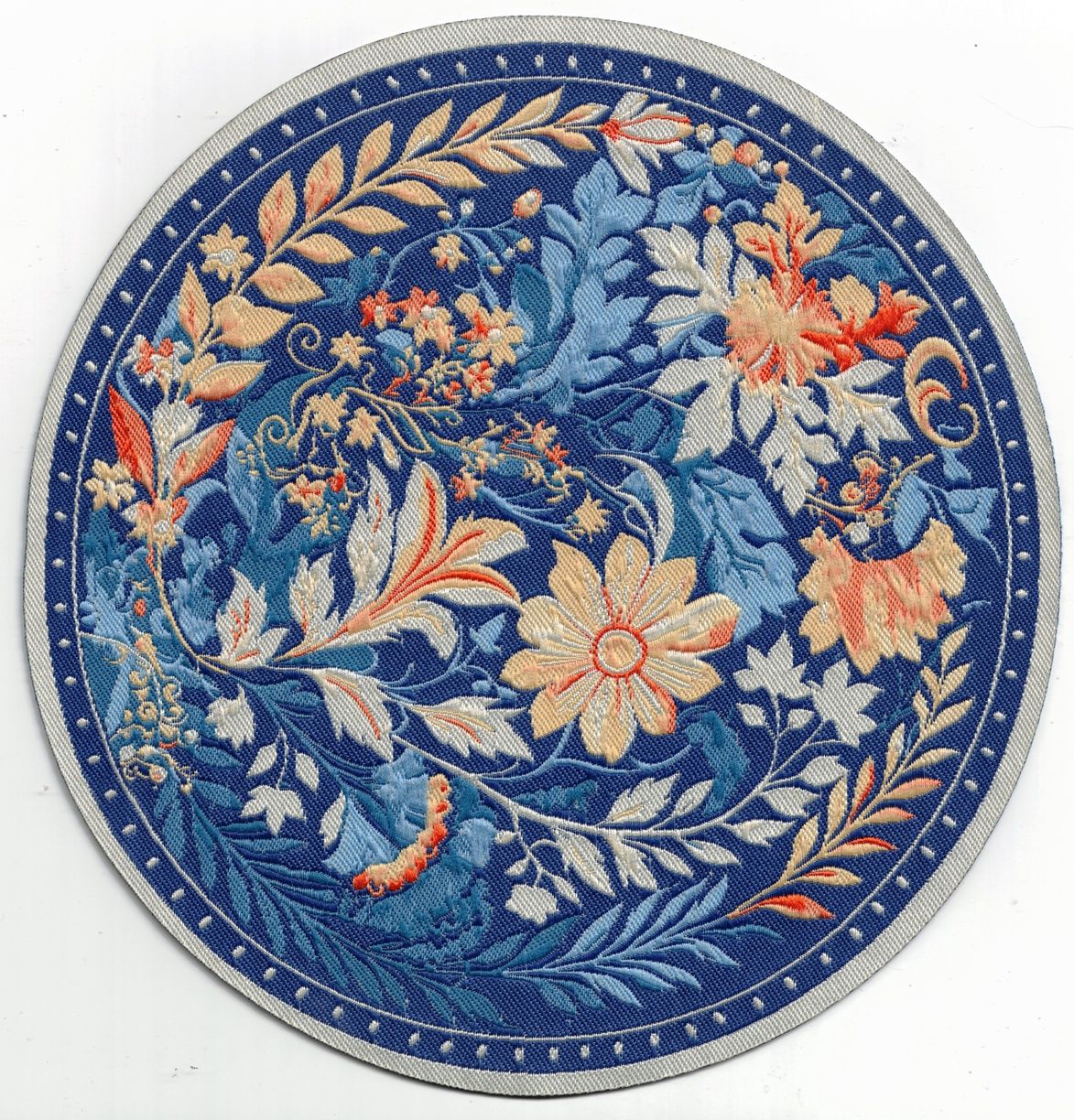 ORD1007 Blue Floral Statement Rug 7.5"