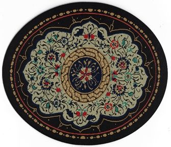ORD1014 Black Medallion Round Rug 5" x 5.75"