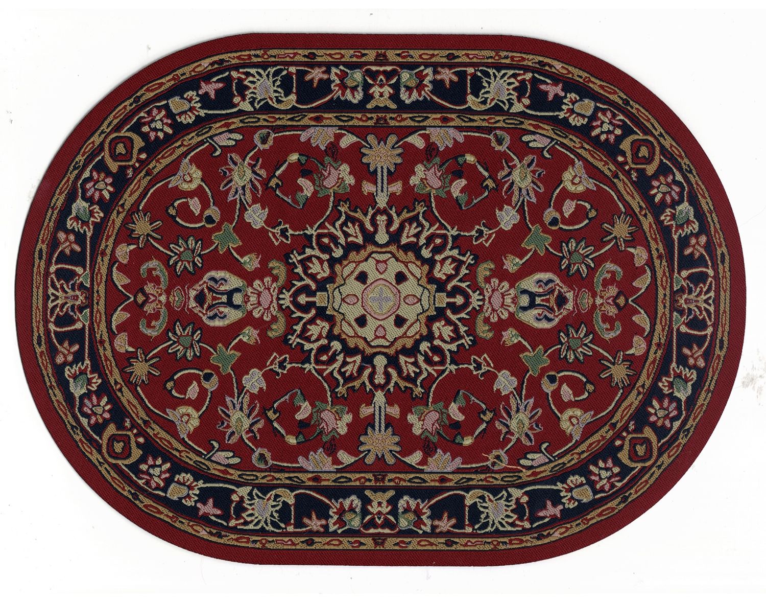 ORD1018 Red Oval Medallion Rug 7.5" x 10.25"