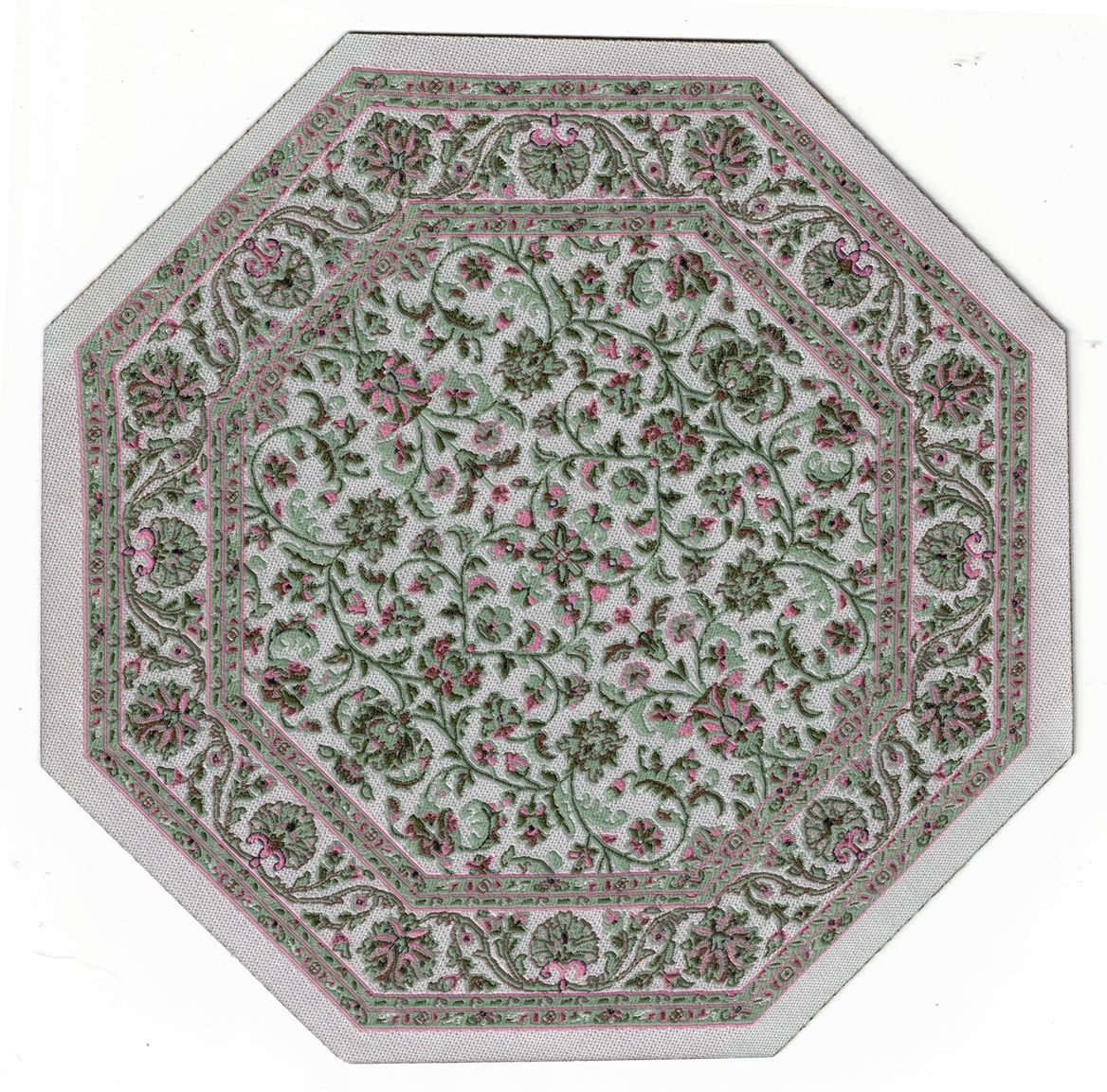 ORD1033 Soft Sage and Pink Octagon Rug 7.325"