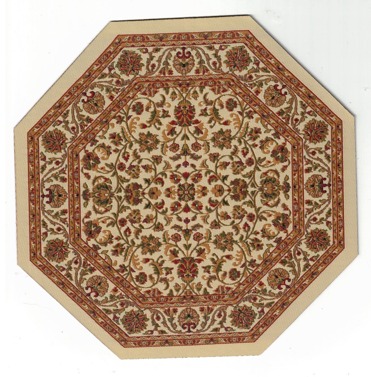 ORD1031 Cream Octagon Floral Rug 7.325"