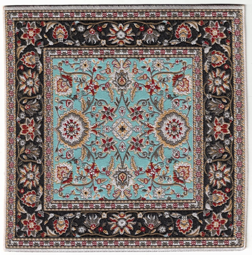 ORD1035 Aqua and Charcoal Floral Rug