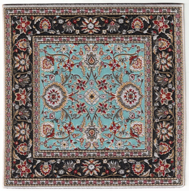 ORD1035 Aqua and Charcoal Floral Rug