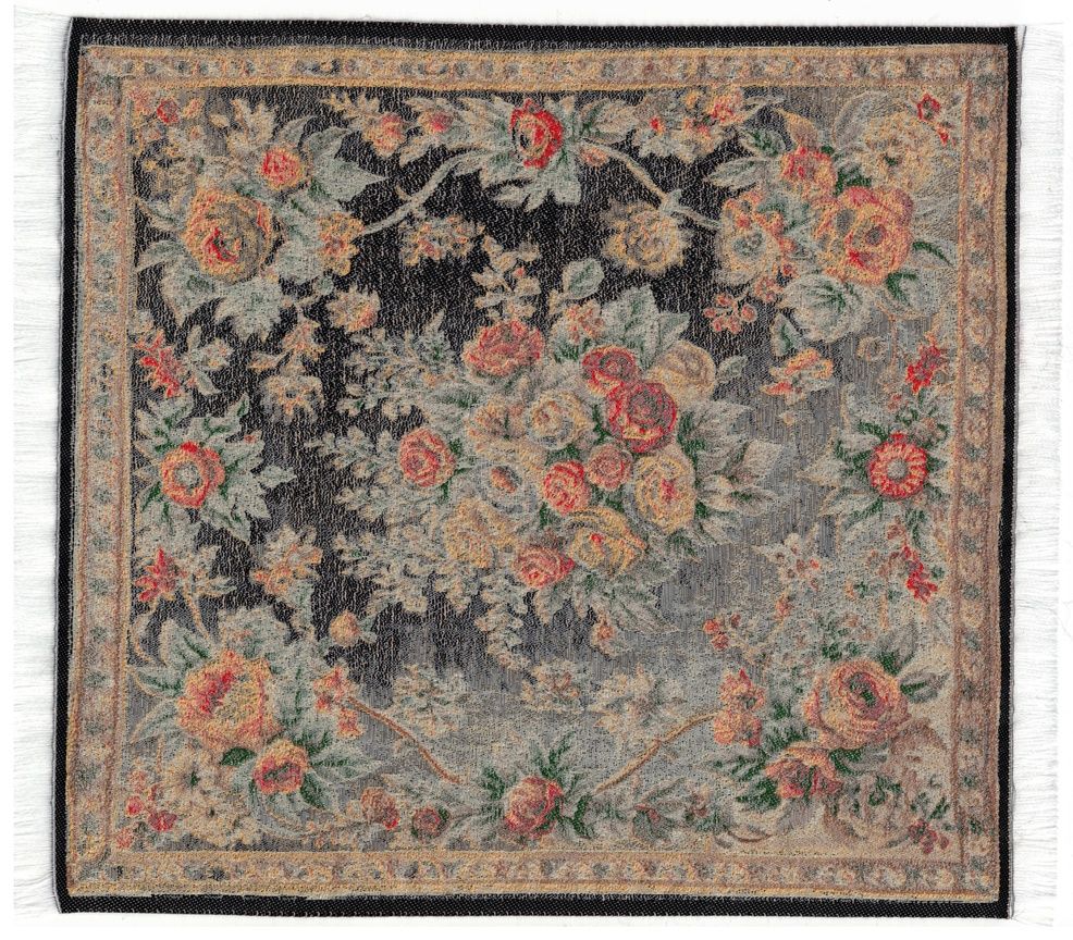 ORD1038 Charcoal Romantic Rose Garden Rug 7.75" x 7.75"