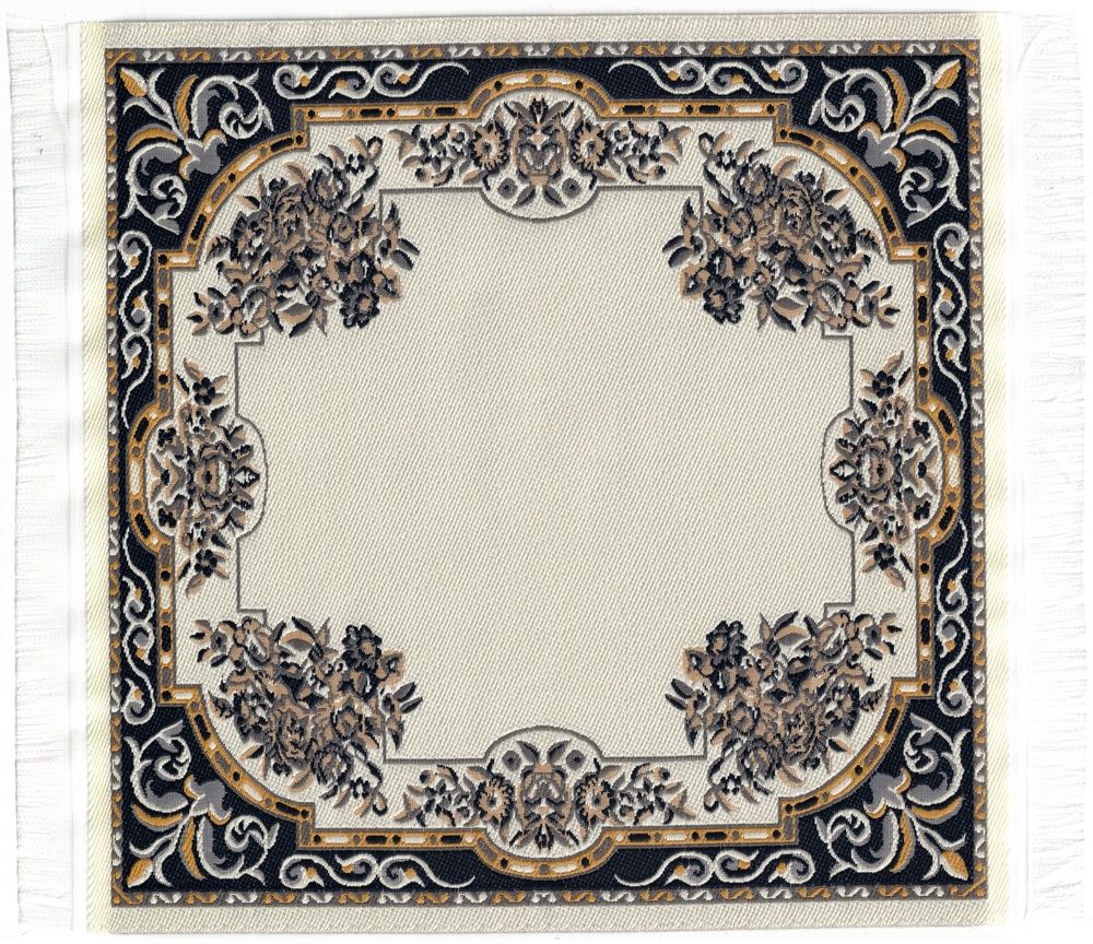 ORD1041 Black and Cream Border Rug 7.75" x 7.75"