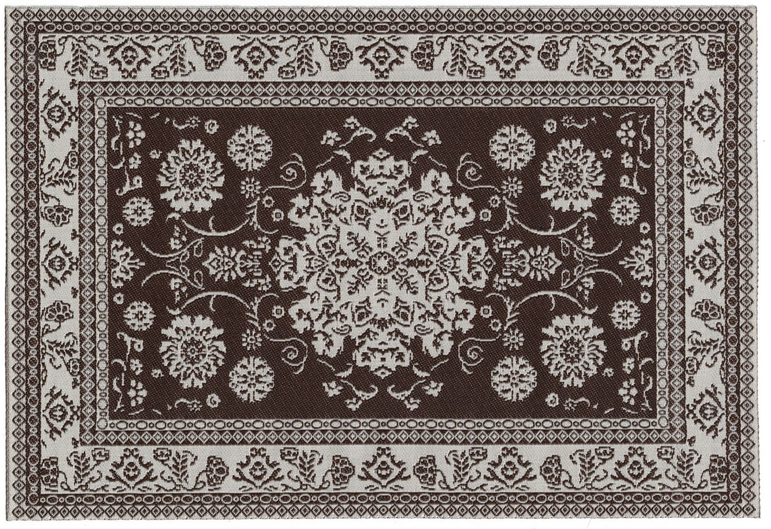 ORD1044 Reversible Brown Medallion Rug 5.75" x 8.5"