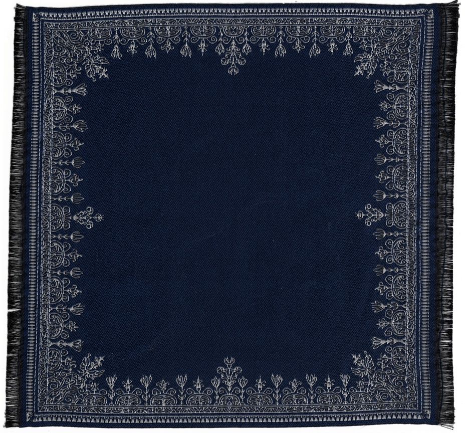ORD1046 Reversible Navy and Silver Border Rug 7.75" x 8"