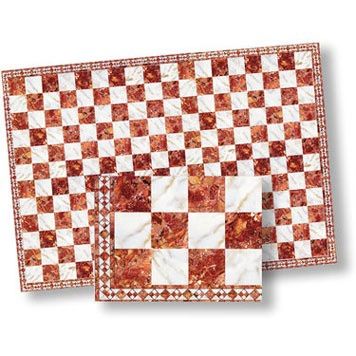 WM34738  Faux Marble Tile Red/White