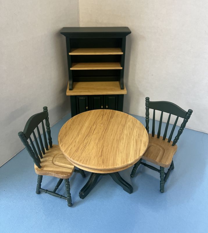Oak/Green Dining Set