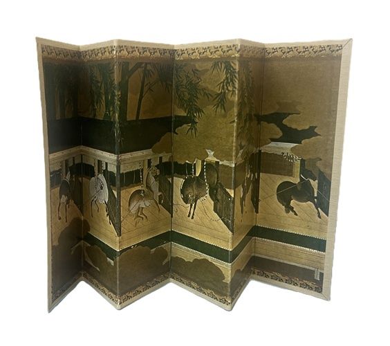 Folding Screen, 5 Stalllions and a Mare
