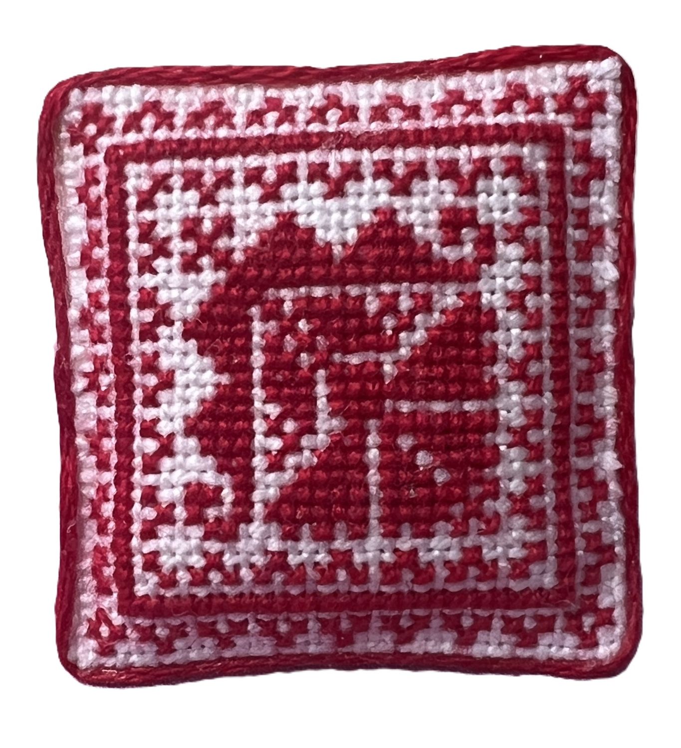 Red and White Cross Stitch Pillow
