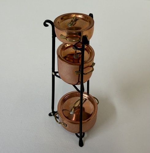 Iron Stand w/3 Copper Pots