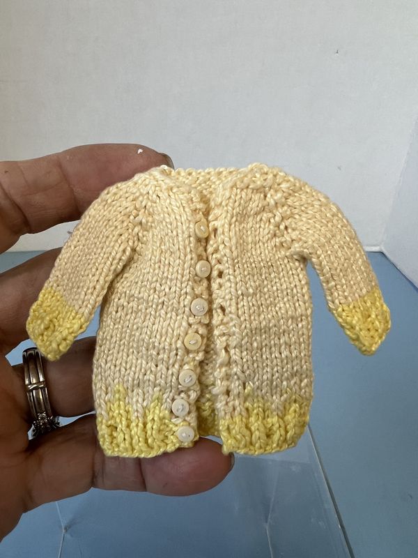 Ecru Sweater with Yellow Trim