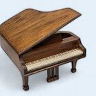 Vintage Shackman Japan Grand Piano Miniature Wood Music Box w Sheet Music - Read