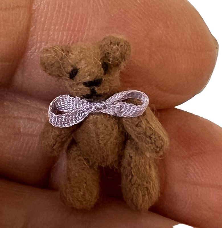 Very Tiny Bear with Violet Bow