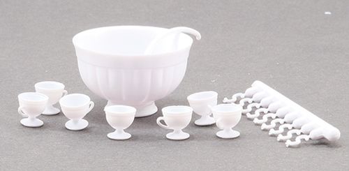 8/Pc White Punch Bowl Set