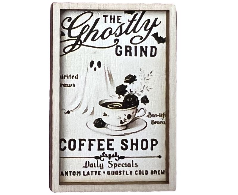 The Ghostly Grind Coffe Shop Sign
