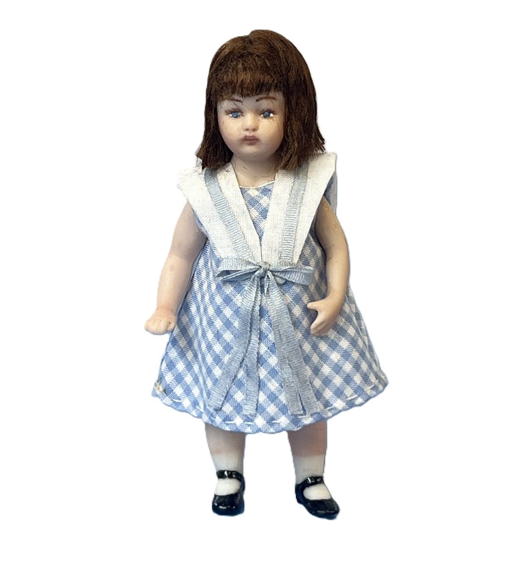 Little Girl in Blue Check Dress