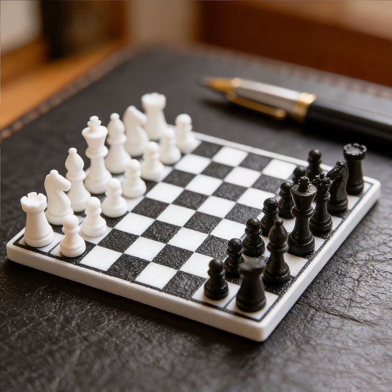 Chess Set with 3D Printed Miniature Chessboard House