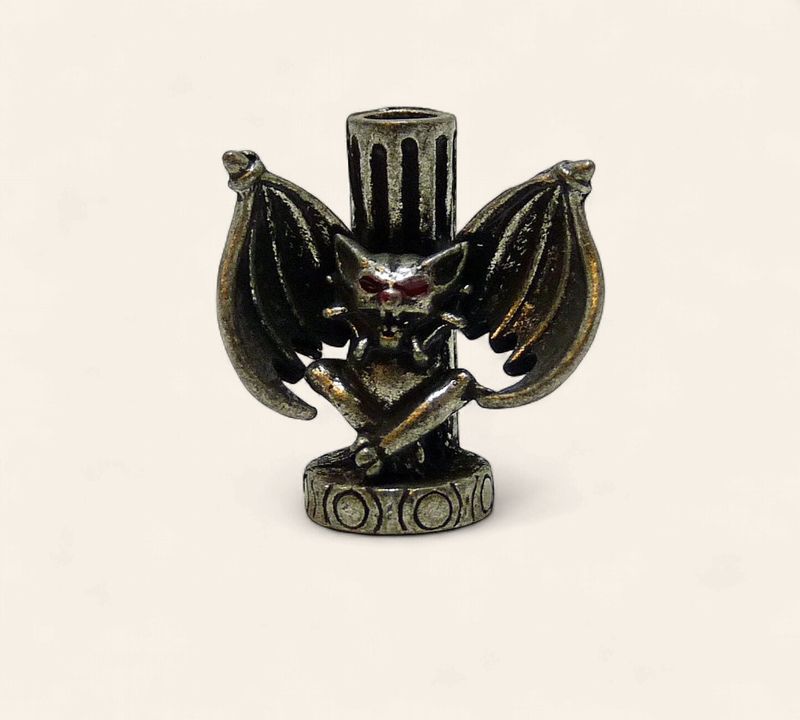 Silver Bat Gargoyle Candlestick Holder