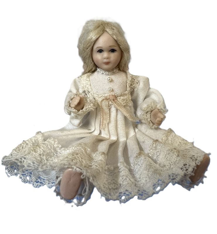 Porcelain Girl in Long White Dress
