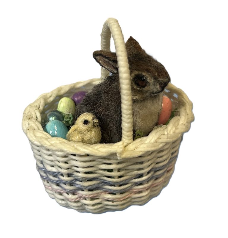 Furry Bunny in Easter Basket