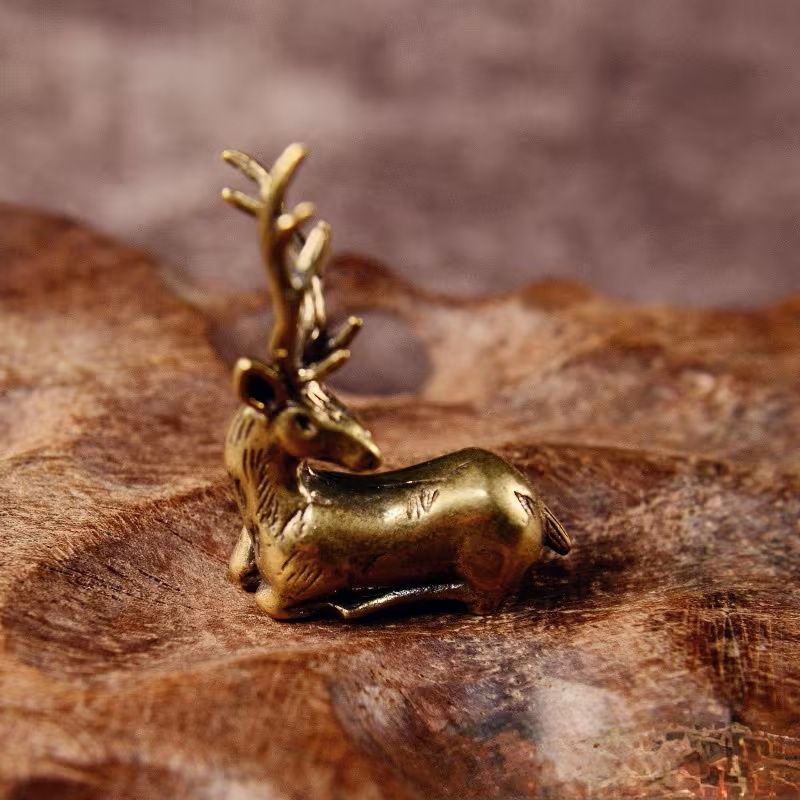 Solid brass deer figurine