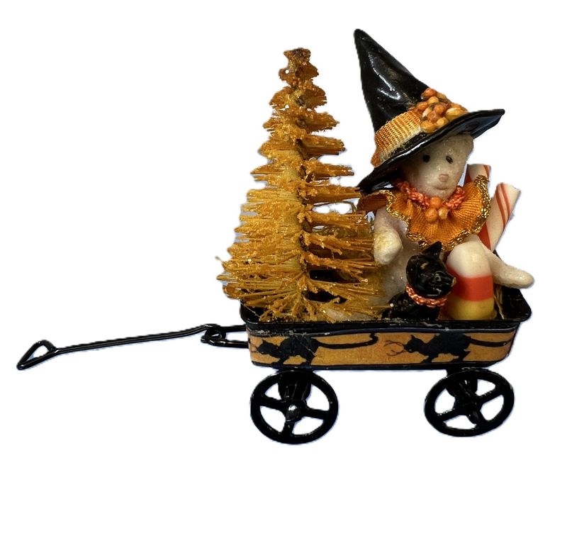 Glitter Halloween Bear in Wagon