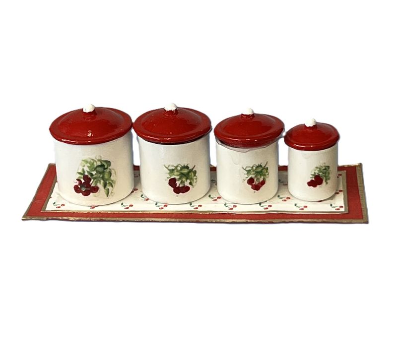 Red and White Canister Set