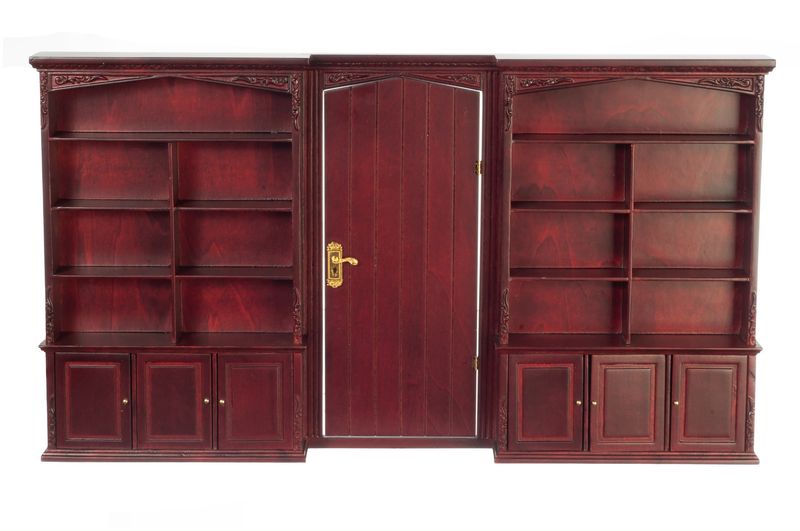 JJ08038MH WALL W/BOOKCASE/MAHOGANY
