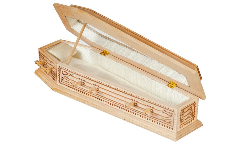 JJ09900BUF Coffin/Glass Top/Unfinished