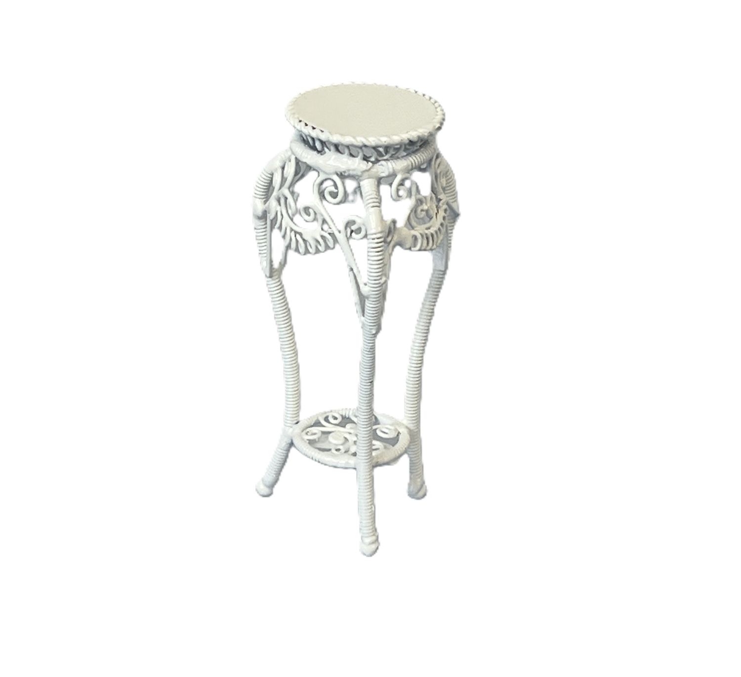 White Wicker Plant Stand
