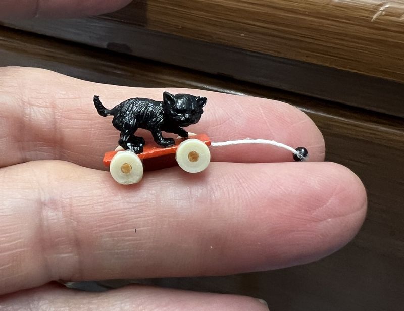 Tiny Black Cat Pull Toy