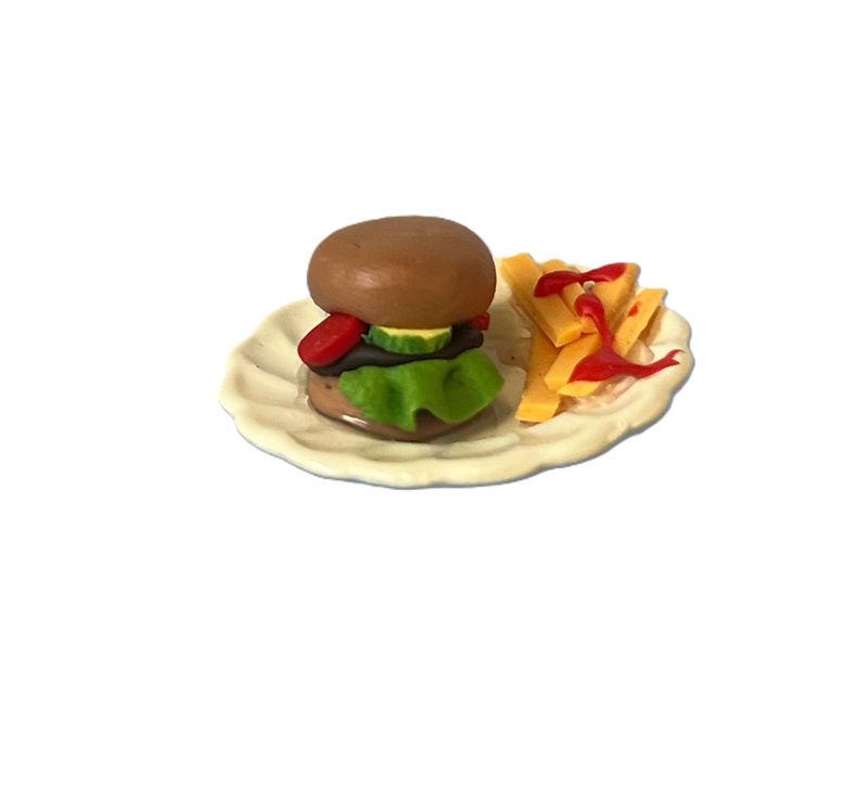 Hamburger with fries