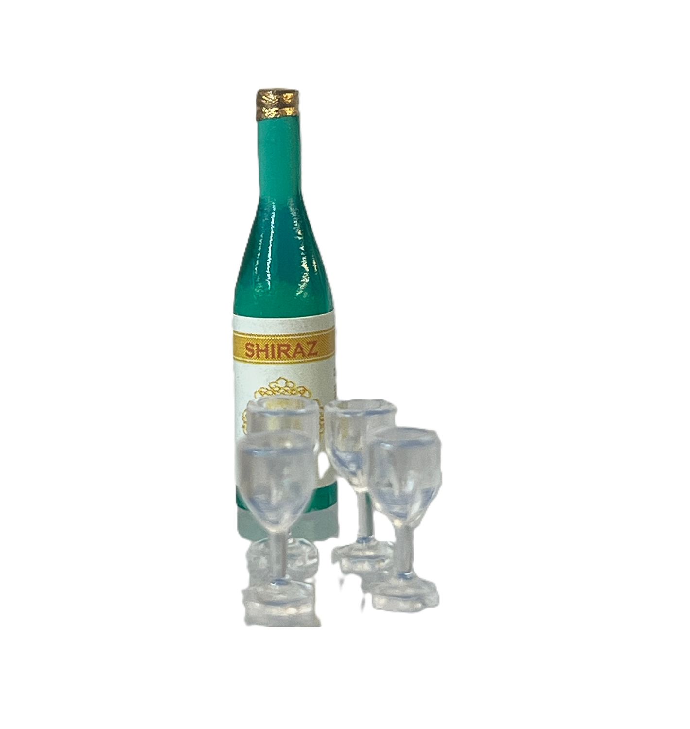 Bottle of Wine with Three Wine Glasses
