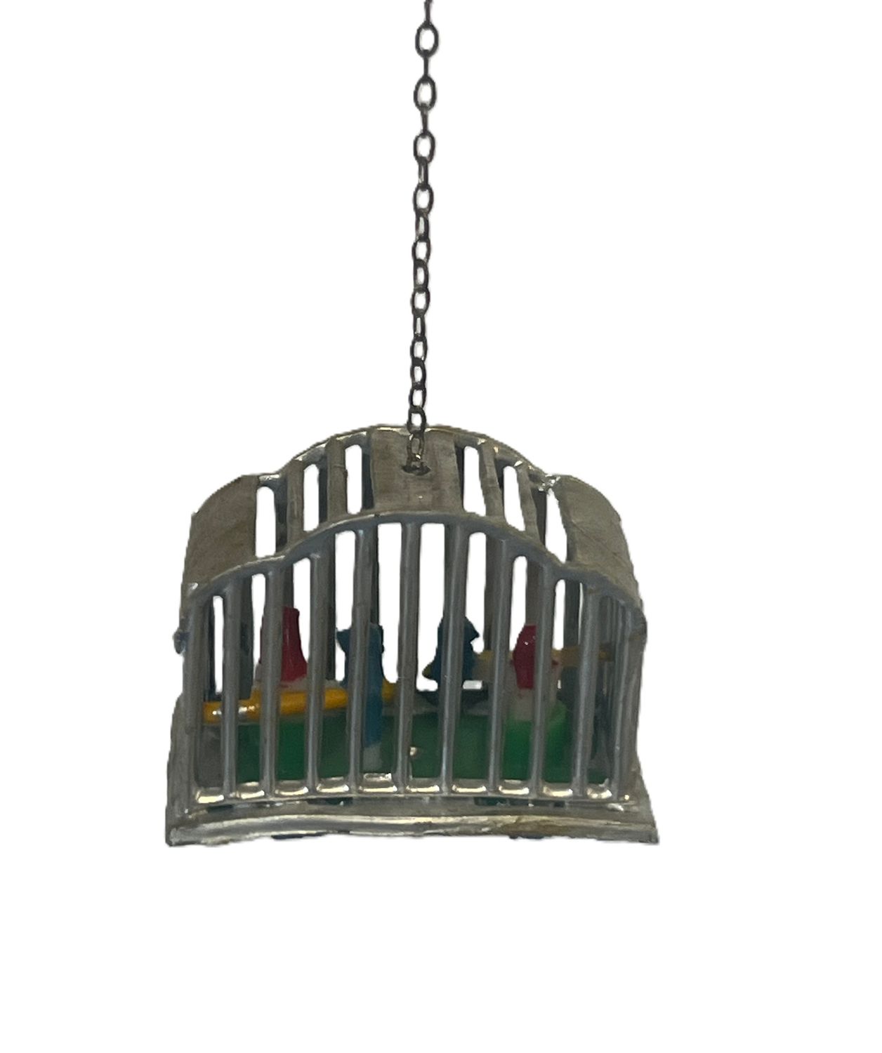 Hanging Silver Birdcage with Birds