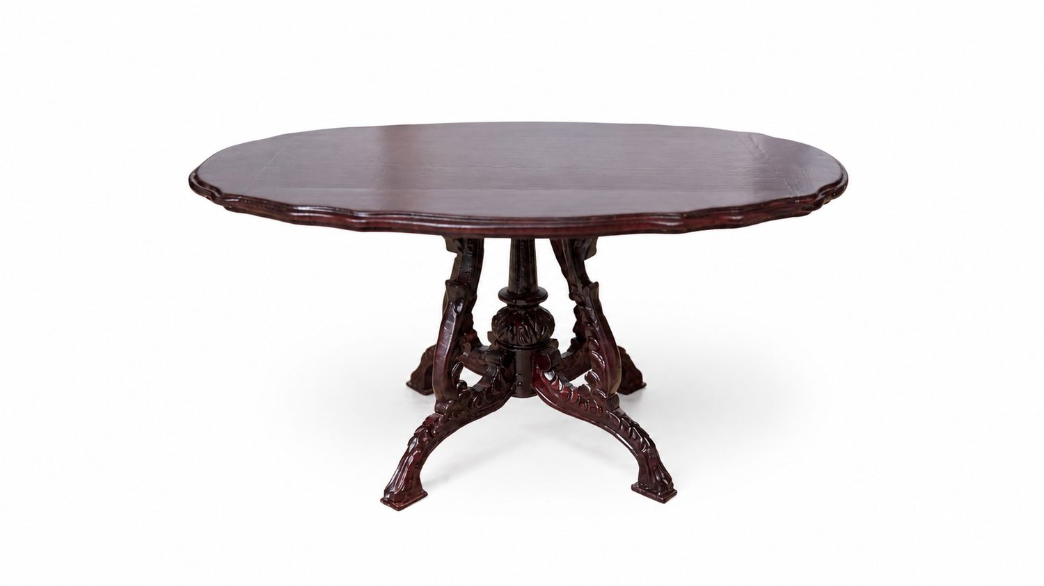 BES3562M Ornate Oval Pedestal Table w/Carved Four-Leg Base