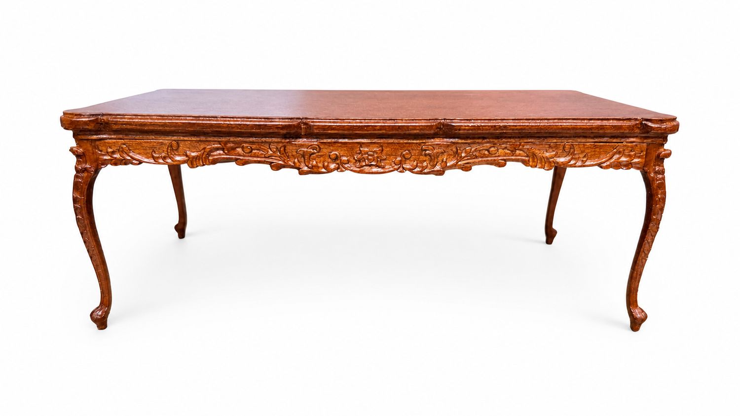 BES4422W Ornate Rectangular Coffee Table w/Carved Floral Apron and Cabriole Legs
