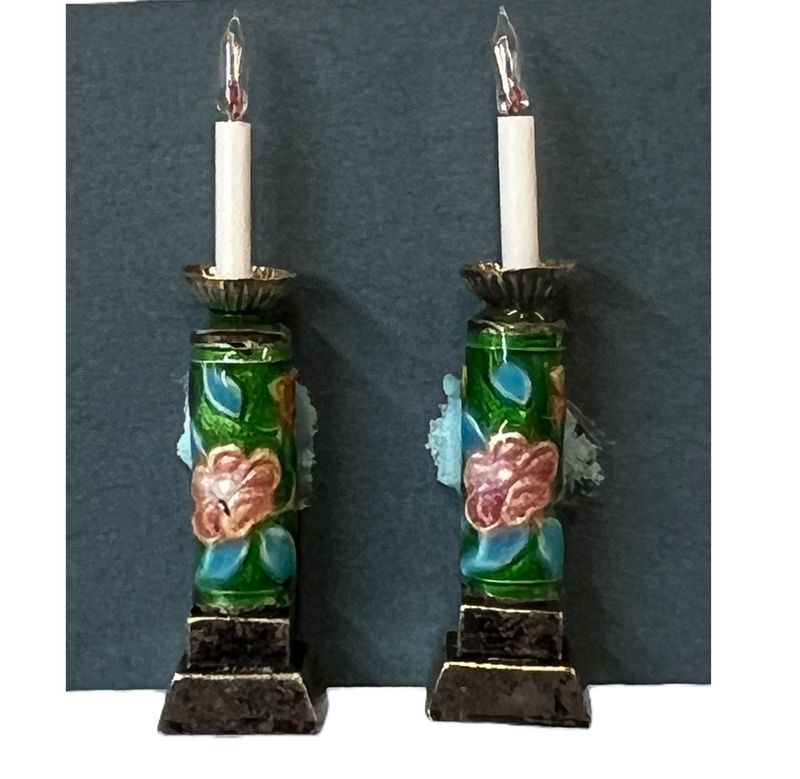 Lighted Cloisonne Candlesticks
