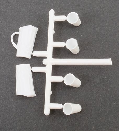 Milk Glass Pitcher with 4 Tumblers, Kit, White
