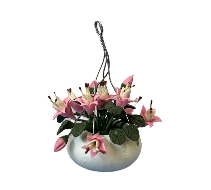 Pink flowers in Hanging Pot