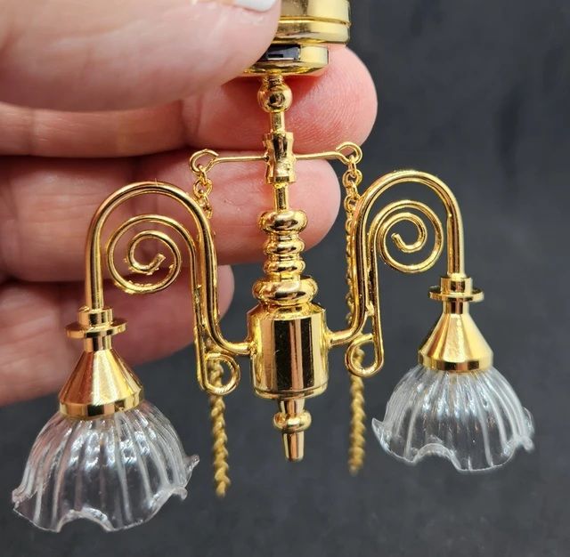 LED Battery Powered Gold Double Ceiling Light