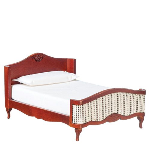 AZT2689  French Stylr Dbl Bed, Walnut, Cane Footboard
