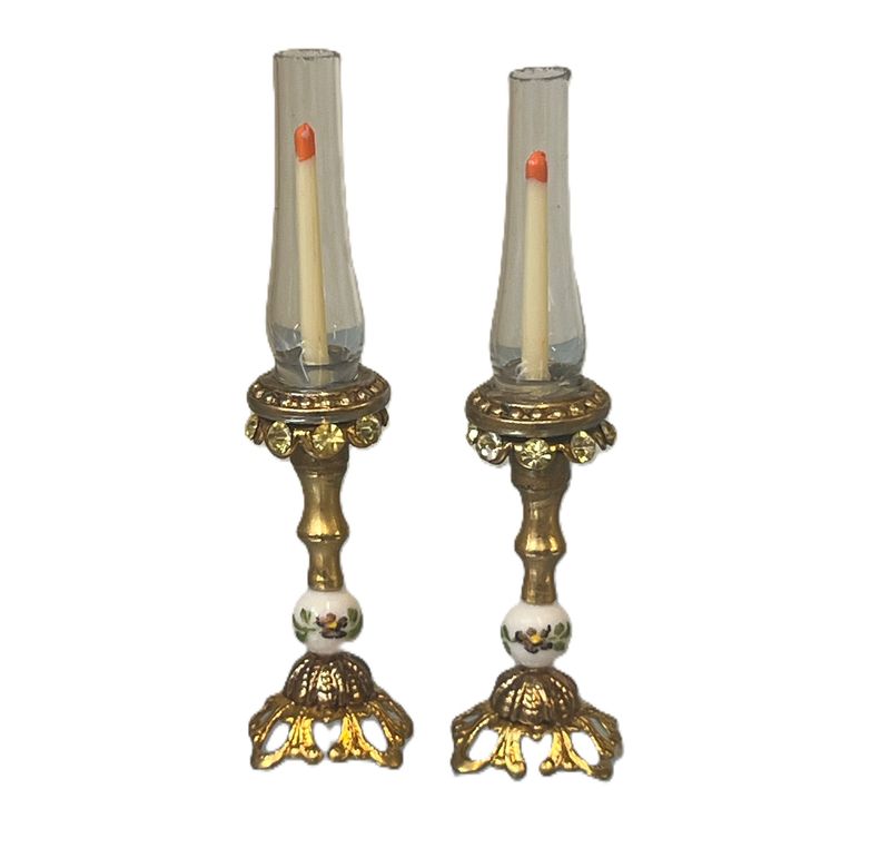 Pair of Tall Jeweled Candlesticks