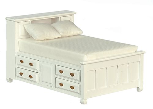 AZT5766 - White Dbl Bed-   Captain's/Storage Bed